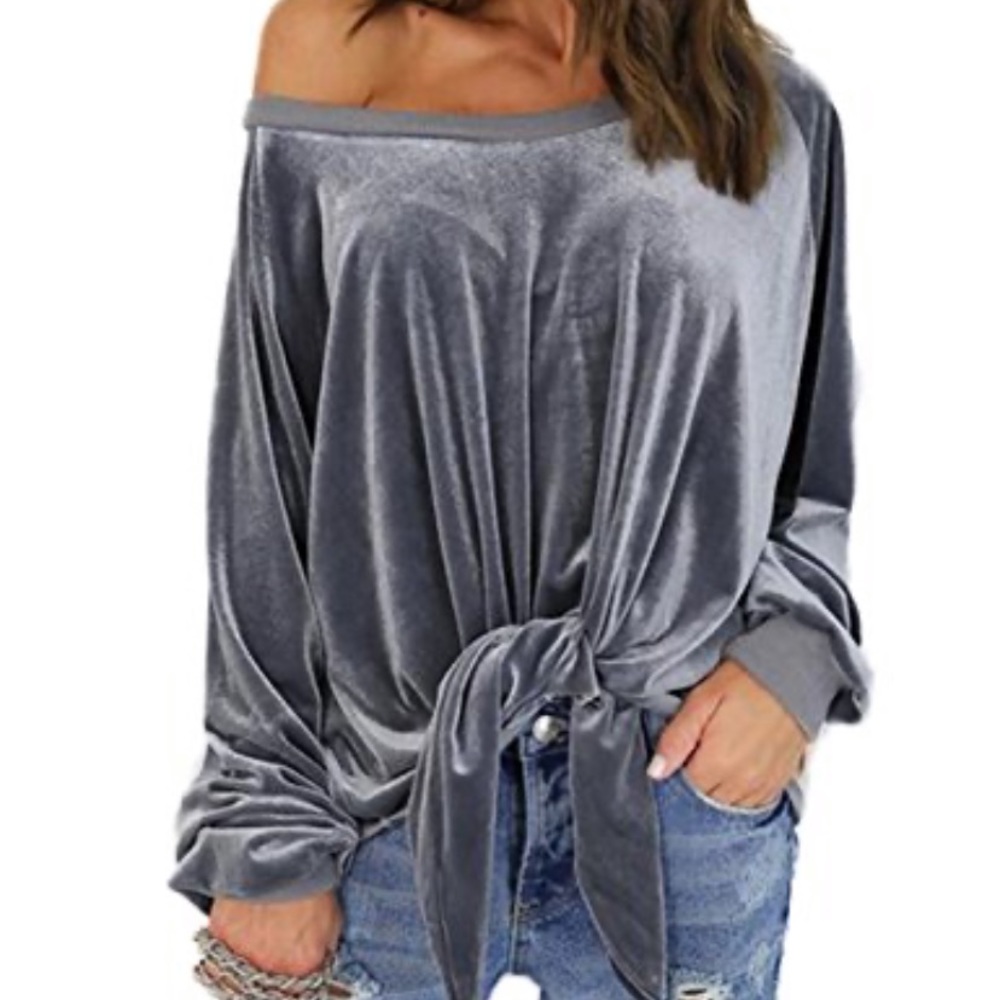 Grey velvet sweater